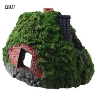 CEASI Hobbit House, Resin Simulation Aquarium Decoration, Aquatic Thatched House Betta Hideout Cave 