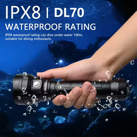 Wurkkos DL70 Scuba Diving Flashlight High Power 13000LM Searchlight IPX8 Waterproof 4*XHP50B LED Lam