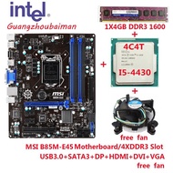 Bundle - Intel LGA 1150 I5-4430 4th Gen CPU GPU + MSI B85M-E45 Motherboard B85  + 4GB  DDR3 1600 Ram / heat sink