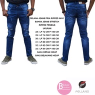 Men's RIPPED NAVY JEANS B23