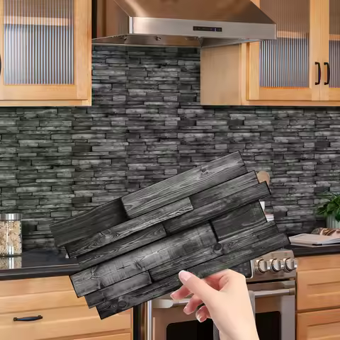 KUUJOJO Self-adhesive faux marble tile decorative wall stickers for kitchen, bathroom, living room, 