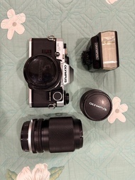 (sold) Olympus OM10 with T20 flash, 50mm f1.8, 28mm f3.5, 35-105mm f3.5-5.6, film camera (not nikon,