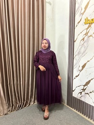 Baju Muslim Gamis Brukat Tutu Burgundy Gamis Wanita Dewasa
