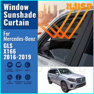 NJISD สำหรับ Mercedes Benz GLS X166 GL 2013-2019ที่บังแดดด้านหน้ากระจกบังลมหลังรถแม่เหล็กม่านหน้าต่า