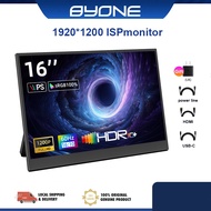 BYONE 16'' HD Portable Gaming Monitor, 100% sRGB, 1200P HDR 16:10aspect ratio with USB-c 3.1 HDMI La
