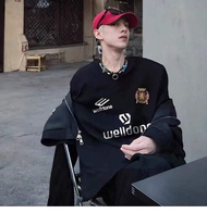 เสื้อยืดแขนสั้นผู้ชาย WAIKEI WELLDONE ทรงหลวม สไตล์อเมริกัน สำหรับคู่รัก ฤดูร้อน 2025 เสื้อยืดคอกลมล