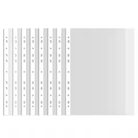 100Pcs A4 File Pockets for Ring Binder - Document Storage Organizers Jackets Bag 3C/6C Thickness Hol