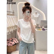 Split 92 Version Women's Clothing Show t Irregular cod Thin Korean Style Korean 100 Summer Shirt Top