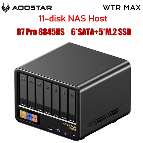 AOOSTAR WTR MAX NAS Mini PC R7 Pro 8845HS 11 Disk Nas Host Pcie 4.0 SSD 2.5/3.5 "SATA Independent Oc