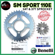 [100% ORI] SM-SPORT 110E 110/E SPROCKET 14T 37T SPOKET DEPAN BELAKANG ORIGINAL BENELLI