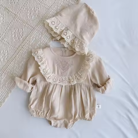 Baby lace fart coat free hat 0-2 years old autumn clothes newborn clothes one year old dress EL179 p