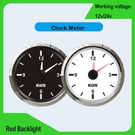 KUS 52mm Clock Gauges Clock Meters Cars 0-12H Show Hourmeters Marine Waterproof Hour Meters Red Back