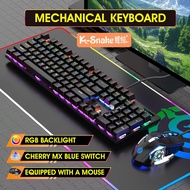 HXR Mechanical Keyboard Mouse Combo RGB Backlight 104 Keys Cherry MX Blue Axis Laptop Office Gaming 