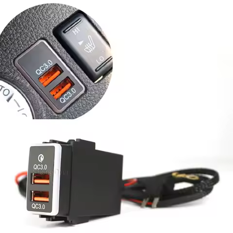 LED Light 12V Car Quick Charger QC3.0 Dual USB Interface Socket Adapter For Nissan Qashqai Teana Sun