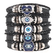 TEMU 5pcs Men Women Fashion Woven Bangle Bangle Bracelet Eye Blue Totem Element Faux Leather Hand Ro