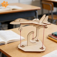 [utruiut0k] Physics Model Kit Wood Airplane Assembly Set Educational Toy for Science Classroom Displ