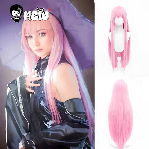 Megurine Luka Cosplay Wig Fiber synthetic wig「HSIU」100CM long pink Wig Halloween Party Wigs+Wig Cap 