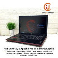 MSI GE70 2QE APACHE PRO INTEL CORE I7-4720HQ 8GB RAM 256GB SSD NVIDIA GTX960M USED LAPTOP REFURBISHE