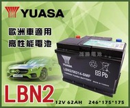 【茂勝電池】YUASA 湯淺 LBN2 免加水電池 進口車 國產車 汽車電瓶 歐規電池 同56214