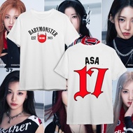 COD新款BabyMonster T-shirt Ruka Pharita Asa Ahyeon Rami Rora Chiquita Print Tee 100% Cotton BabyMonste