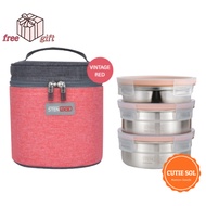 STENLOCK Korean POSCO Airtight Container Stainless Steel Lunch Box Pure 3 Layer Round Picnic Lunch Box