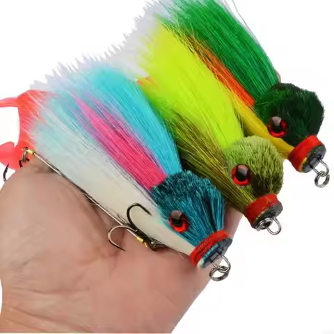 Professional Mouse Shaped Artificial Baits Lures Elastic Body Fishing Tackle Barbed Double Hook Desi