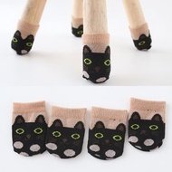 Marslako - 針織防刮靜音桌椅腳套枱腳套 椅腳套 凳腳套 桌腳墊 - 小黑貓[平行進口]