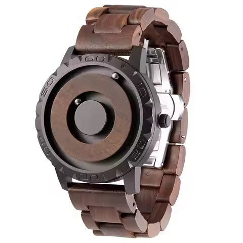 Fashion Quartz Wristwatches EUTOUR E030 Magnetic Wooden Watch Casual Simple Men's Watch Wood Strap W