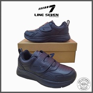 Line7 L7-1111 Kasut Sekolah Hitam PVC Junior/Kids School Shoes Waterproof LINE 7
