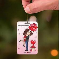 1pc 8.6*5.4*0.45cm Acrylic Couple ID Card Pendant, Can Be Hung On Christmas Tree, Indoor, Desk, Rear