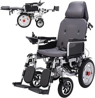 Heavy Duty With Headrest 180° Full Reclining Wheelchair Portable Folding Powerchair With Reclinable Backrest