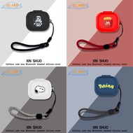 For EarFun Air Pro4 Case Solid Color Short Lanyard Pendant Creative Astronaut Cartoon Silicone Soft 