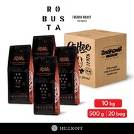 HILLKOFF : เมล็ดกาแฟคั่ว โรบัสต้า คั่วเข้ม ราติก้า Ratika Robusta French Roast ขนาด 500 g 10 ถุง กาแ