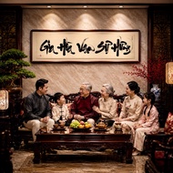 Calligraphy “Gia Hoa Van Su Hung” (55-165cm frame) - Meaningful gift for housewarming, friends, part