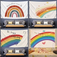 Hot Sale Small Fresh ins Style Rainbow Tapestry Bedroom Bedside Tapestry Rental House Live Broadcast Customized Background Cloth Can Be Custom