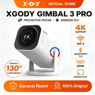 XGODY Gimbal 3PRO 4K Full HD 1080P 300ANSI Android 14 Mini Projecter WiFi6 Bluetooth 5.4 LCD