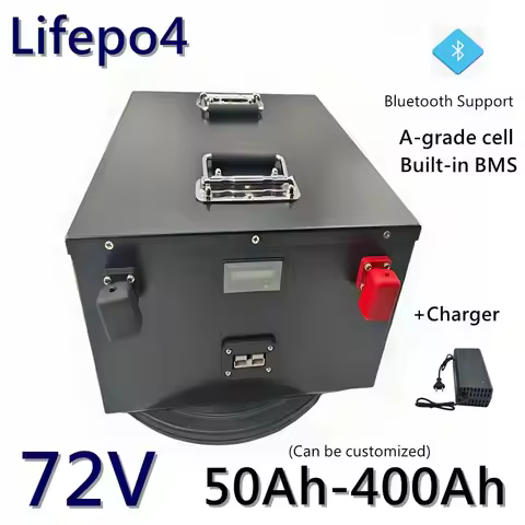 LiFePO4 72V High-Capacity Rechargeable Battery: 50Ah-400Ah, 5000W, compatible with 7KW/14KW. Ideal f