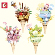 4 Style Candy Planet Ice Cream Cone Building Blocks SEMBO  Blocks City DIY Food Model with Dolls Educational Bricks Toys for Children Girls Gift