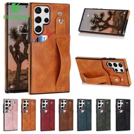 FLOVEME Wrist Strap PU Leather Phone Case for Samsung Galaxy S24 S23 S22 S21 Ultra S20Plus Note 20 U