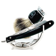 Parker SRB Replaceable Blade Straight Edge Barber Razor Shave Set - Includes Parker 100% Pure Badger