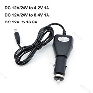 DC 12V 24V to 4.2V 8.4V 16.8v 1A volt Car Lighter power Charger connector Cable 1000mA for 18650 Li-