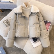 Áo Khoác Cotton PU Thời Trang Mùa Đông Cho Nữ Áo Khoác Ngắn Màu Đen Ấm Áp Thời Trang Áo Khoác Cotton