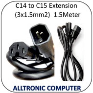 C14 to C15 1.5 Meter Extension 10A/250V 3x1.5MM2 Power Extension Cable / C15 C14