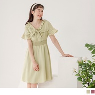 OB DESIGN ★ SHORT SLEEVE RUFFLE ELASTIC WAIST DRESS ★ 2 COLOR ★ S-XXXL SIZE ★ PLUS SIZE