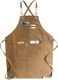 HOTBUY - 水洗帆布圍裙 咖啡師工作服 美容圍裙 美髮圍裙 奶茶店 制服 畫畫 花藝圍裙 工人服 工人衣 咖啡店圍裙 男女可用