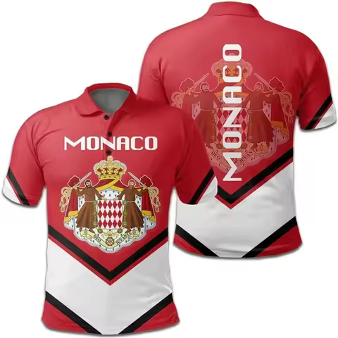 Fashion 3d Print Monaco Flag Polo Shirt Men Clothing Summer Casual Short Sleeve T-shirt Oversized St