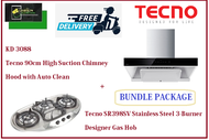 TECNO HOOD AND HOB BUNDLE PACKAGE FOR ( KD 3088 &amp; SR 398SV) / FREE EXPRESS DELIVERY