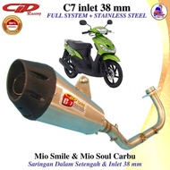 KNALPOT CLD RACING TYPE C7 IN 38 MM SERI MIO SMILE &amp; MIO SOUL CARBU