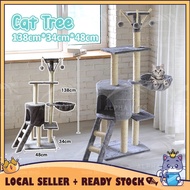 CATQUEEN Premium Wooden 138cm 5 Layers Cat Tree Grey Cat Condo Hang Bed Scratcher House Cat Tower Ha