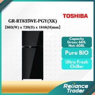 【FREE SHIPPING】Toshiba 661L Two Door Inveter Fridge GR-RT835WE-PGY(XK)